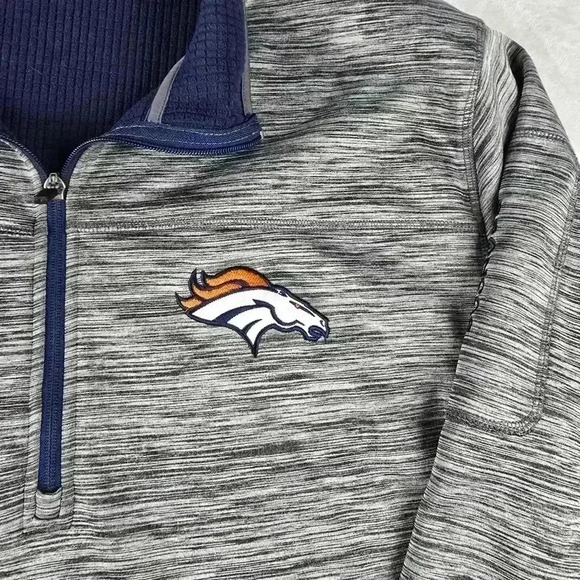 NFL Denver Broncos 1/4 Zip Pullover Sweater Gray Sz XXL - Picture 3 of 9